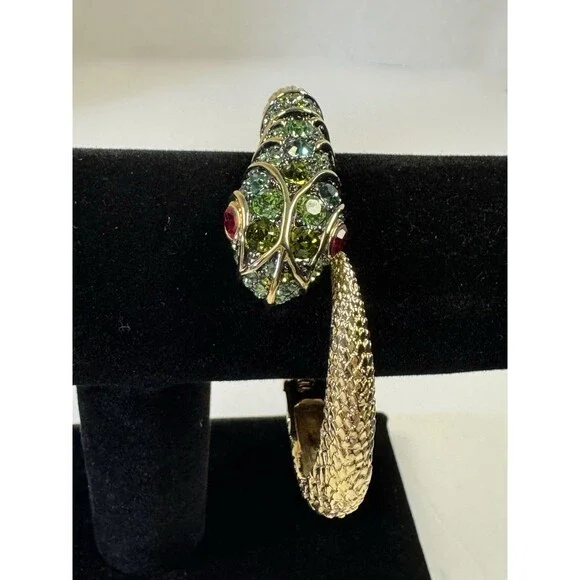 KJL Kenneth Jay Lane Jeweled Snake Serpent Bracelet SET Box Papers 1990s Vintage - Picture 7 of 16